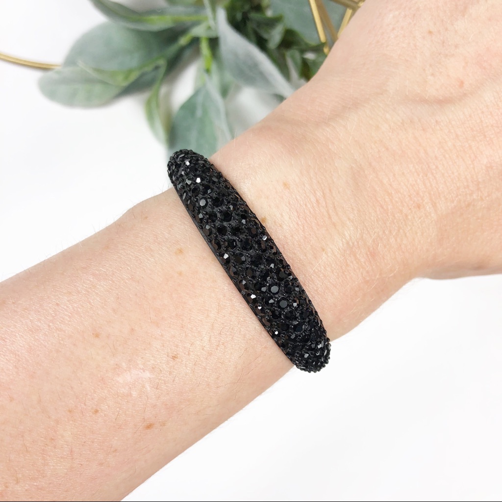 C Wonder Black Hinged Rhinestone Bangle 28$